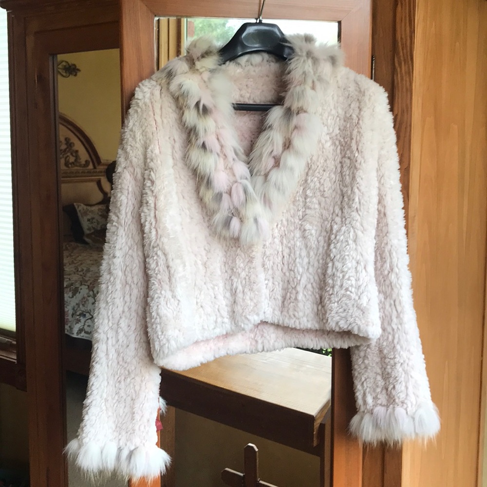 Amazing Pale Pink Fox/ Beaver Real Fur Coat